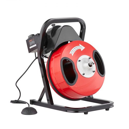 Drain Cleaner Machine 50FT x 12 Inch Manual Feed Sewer Snake Auger  with 4