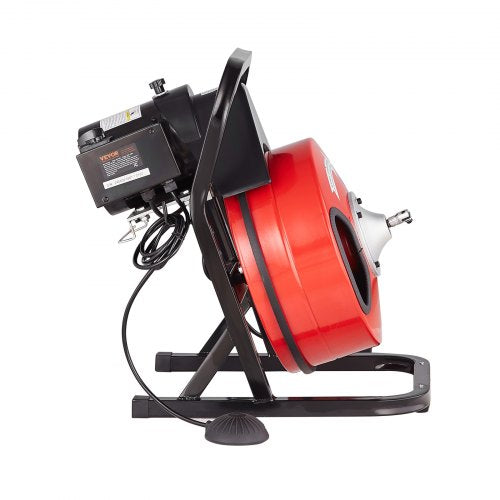 Drain Cleaner Machine 50FT x 12 Inch Manual Feed Sewer Snake Auger  with 4