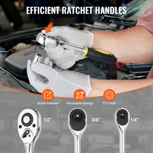 207Piece Mechanics Tool Set 14 38 12 Drive Sockets SAE and Metric