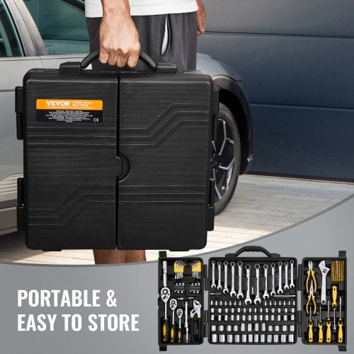 207Piece Mechanics Tool Set 14 38 12 Drive Sockets SAE and Metric