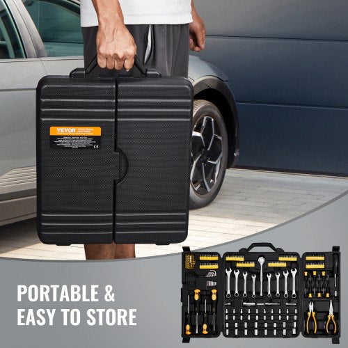 221Piece Mechanics Tool Set 14 and 38 Drive Sockets SAE and Metric