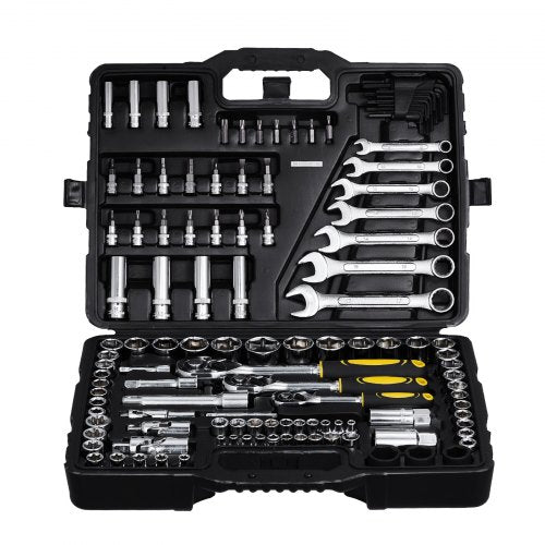 121 Piece Mechanics Tool Set 1/4" 3/8" 1/2" Drive Sockets SAE and Metric