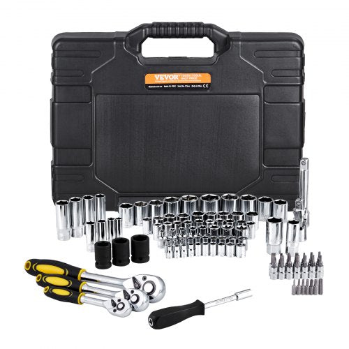 121 Piece Mechanics Tool Set 1/4" 3/8" 1/2" Drive Sockets SAE and Metric