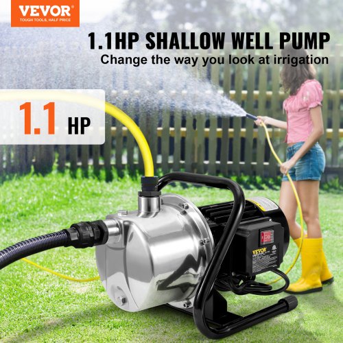 Shallow Well Pump 1.1 HP 115V 978 GPH 131 ft Height 40psi Max Pressure
