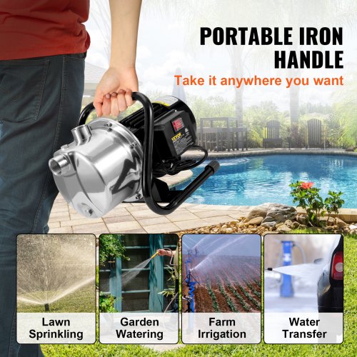 Shallow Well Pump 1.1 HP 115V 978 GPH 131 ft Height 40psi Max Pressure