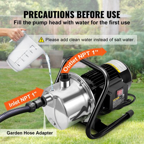 Shallow Well Pump 1.1 HP 115V 978 GPH 131 ft Height 40psi Max Pressure