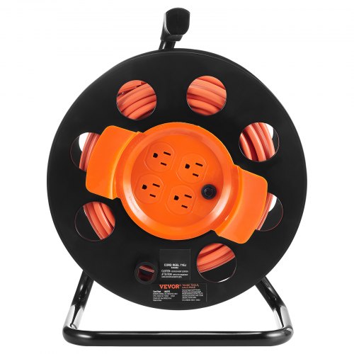 Extension Cord Reel 100FT with 4 Outlets and Dust Cover Heavy Duty 12AWG