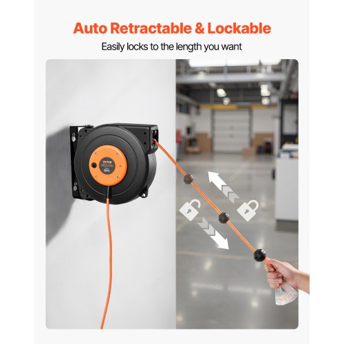 Retractable Extension Cord Reel 30 FT Heavy Duty 16AWG3C SJTOW Power