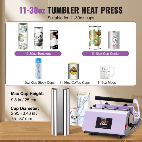 Tumbler Heat Press Machine 1130oz Mug Press Heat Up Fast and Even