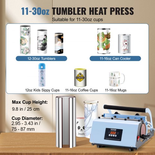 Tumbler Heat Press Machine 1130oz Mug Press Heat Up Fast and Even