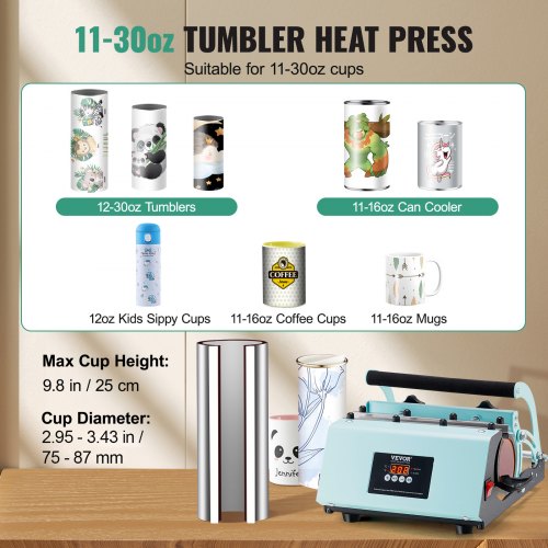 Tumbler Heat Press Machine 1130oz Mug Press Heat Up Fast and Even