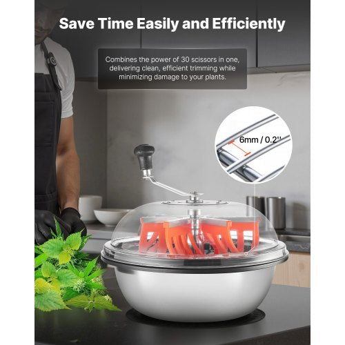 Bud Leaf Bowl Trimmer 16 in Manual Bud Trimmer with Sharp Stainless Steel