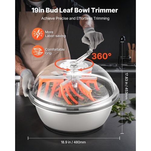 Bud Leaf Bowl Trimmer 19 in Manual Bud Trimmer with Sharp Stainless Steel