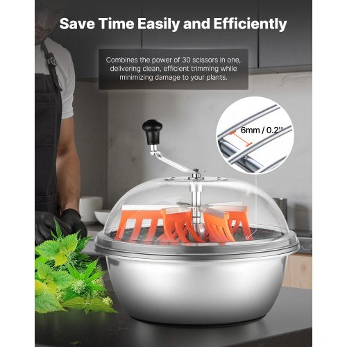 Bud Leaf Bowl Trimmer 19 in Manual Bud Trimmer with Sharp Stainless Steel
