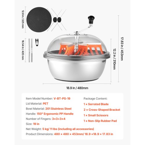 Bud Leaf Bowl Trimmer 19 in Manual Bud Trimmer with Sharp Stainless Steel