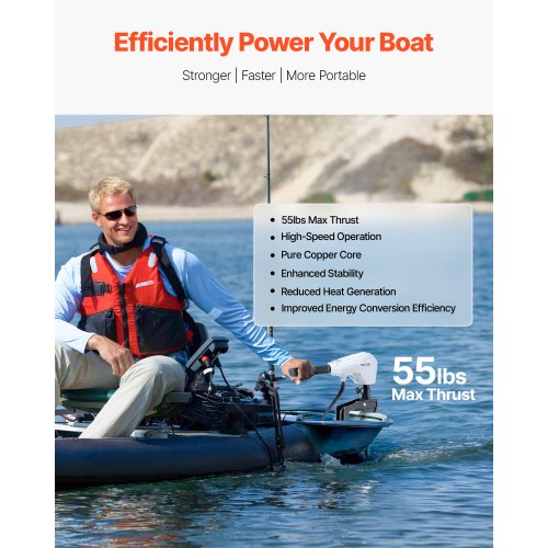 Electric Trolling Motor Transom Mounted Outboard Boat Motors 12V 55lbs