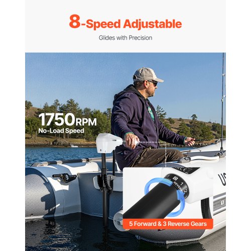 Electric Trolling Motor Transom Mounted Outboard Boat Motors 12V 55lbs