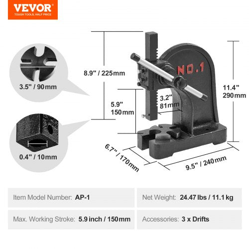 Arbor Press 1 Ton Manual Arbor Press 59 Maximum Height Cast Iron