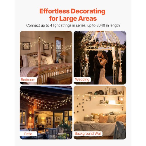 LED Christmas String Lights 200 LED 76 ft Connectable Warm White Christmas