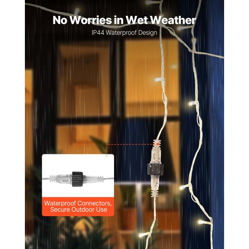 LED Christmas String Lights 200 LED 76 ft Connectable Warm White Christmas