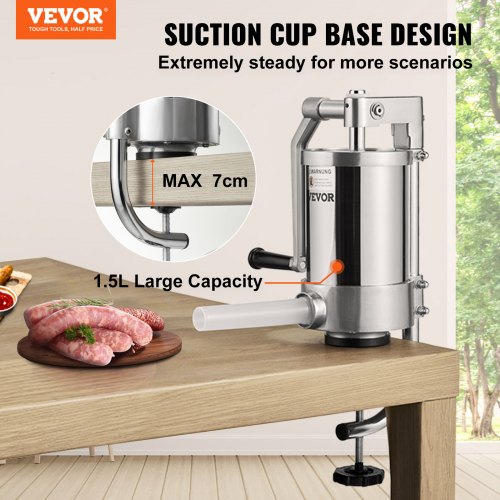 Sausage Stuffer 25LBS1.5L Capacity Homemade Sausage Maker Stainless Steel