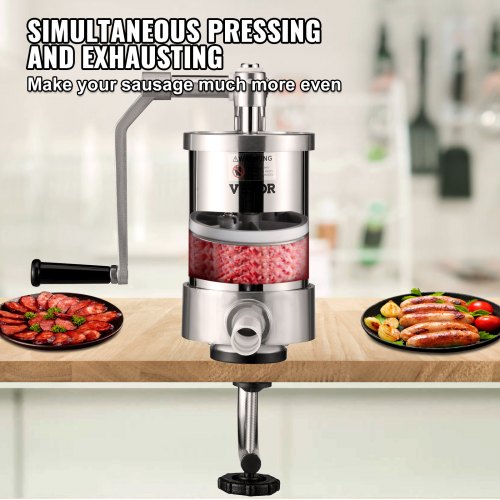 Sausage Stuffer 25LBS1.5L Capacity Homemade Sausage Maker Stainless Steel