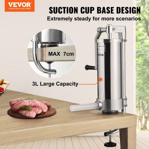 Sausage Stuffer 5LBS3L Capacity 304 Stainless Steel Vertical Sausage