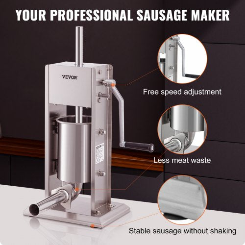 Manual Sausage Stuffer 5LBS3L Capacity Two Speed 304 Stainless Steel