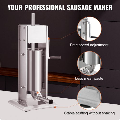 Manual Sausage Stuffer 8LBS5L Capacity Two Speed 304 Stainless Steel