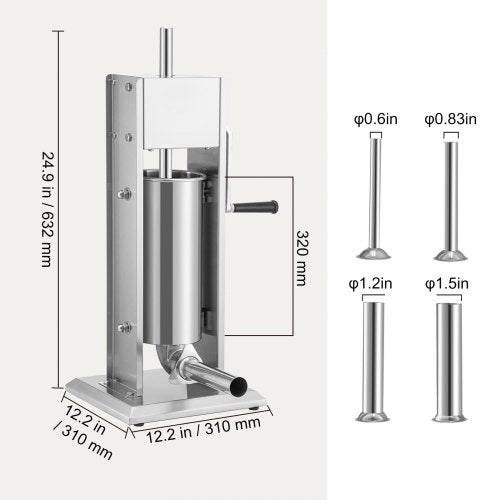 Manual Sausage Stuffer 8LBS5L Capacity Two Speed 304 Stainless Steel