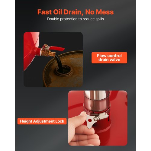 8 Gallon Waste Oil Drain Tank Industrial Fluid Drain Tank with Adjustable