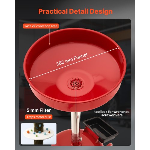 8 Gallon Waste Oil Drain Tank Industrial Fluid Drain Tank with Adjustable