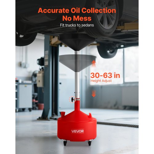 8 Gallon Waste Oil Drain Tank Industrial Fluid Drain Tank with Adjustable 1