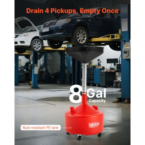 8 Gallon Waste Oil Drain Tank Industrial Fluid Drain Tank with Adjustable 1