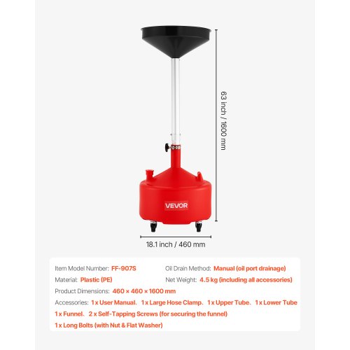 8 Gallon Waste Oil Drain Tank Industrial Fluid Drain Tank with Adjustable 1
