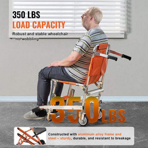 EMS Stair Chair 350 lbs Load Capacity Foldable Aluminum Emergency Stair