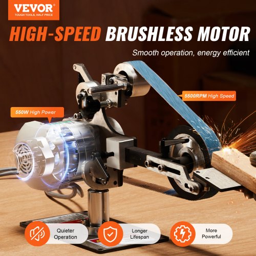 Belt Grinder Sander 30 x 1Inch Variable Speed Belt Polisher with VFD 550W