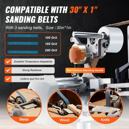 Belt Grinder Sander 30 x 1Inch Variable Speed Belt Polisher with VFD 550W