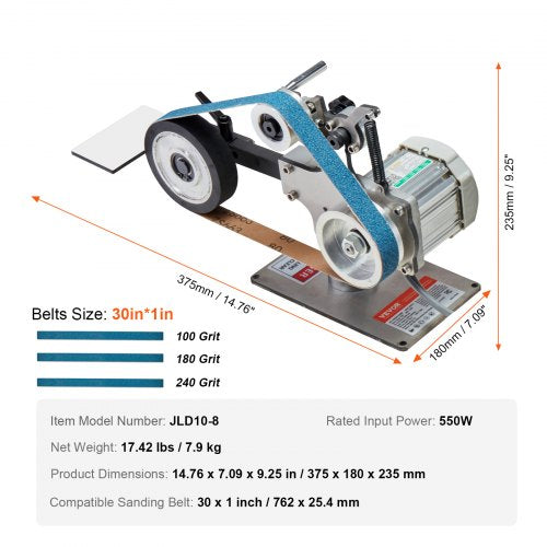 Belt Grinder Sander 30 x 1Inch Variable Speed Belt Polisher with VFD 550W