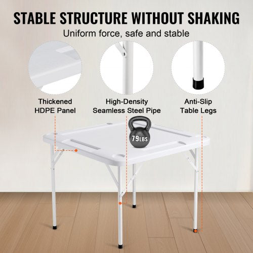 Mahjong Table Square 4 Player Folding Card Table with 4 Cup Holders 4