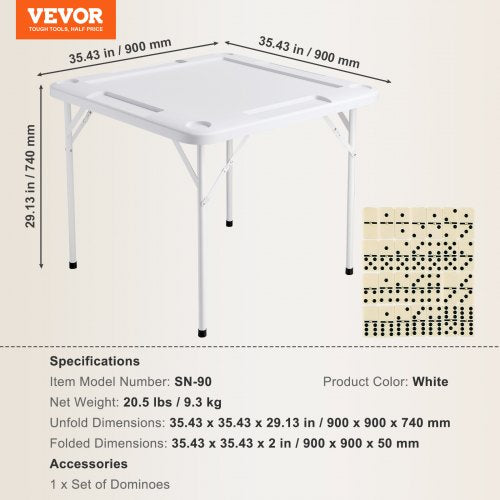 Mahjong Table Square 4 Player Folding Card Table with 4 Cup Holders 4