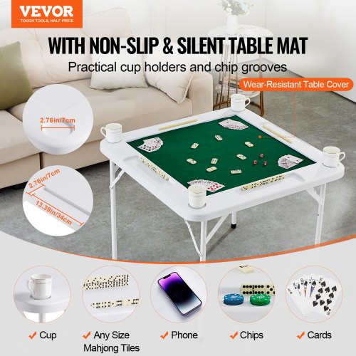 Mahjong Table 4 Player Folding Domino Table with WearResistant Green