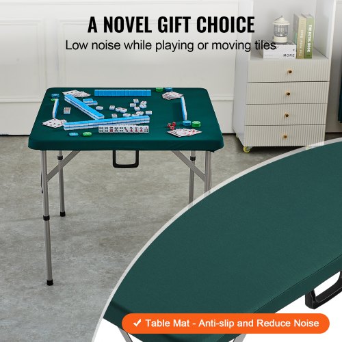 Mahjong Table FoldinHalf 4 Player Card Table with WearResistant Green