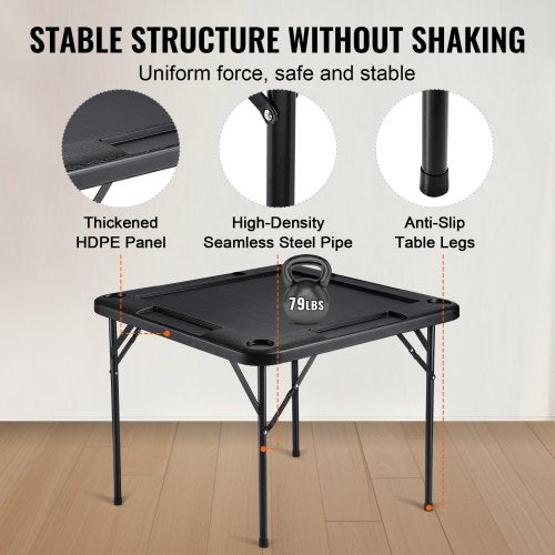 Mahjong Table 4 Player Folding Card Table 4 Cup Holders Chip Trays Black –