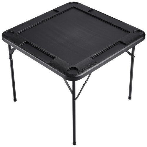 Mahjong Table 4 Player Folding Card Table 4 Cup Holders Chip Trays Black –