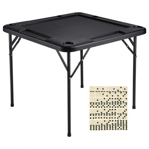 Mahjong Table 4 Player Folding Card Table 4 Cup Holders Chip Trays Black –