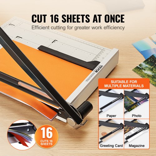 Paper Cutter Guillotine Trimmer 15 Cut Length 16 Sheets Capacity Heavy