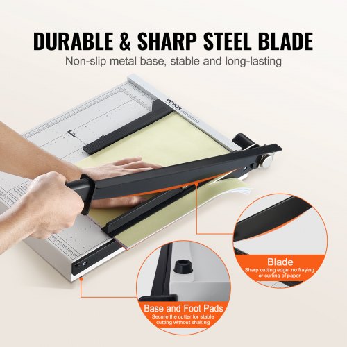 Paper Cutter Guillotine Trimmer 15 Cut Length 16 Sheets Capacity Heavy