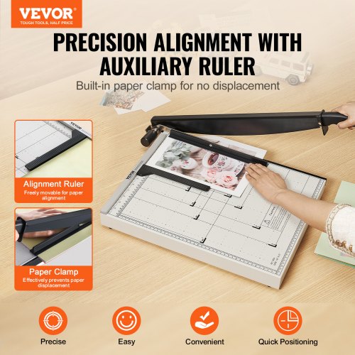 Paper Cutter Guillotine Trimmer 18 Cut Length 20 Sheets Capacity Heavy