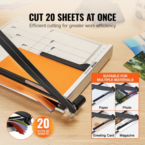 Paper Cutter Guillotine Trimmer 18 Cut Length 20 Sheets Capacity Heavy